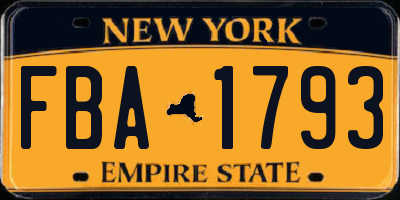 NY license plate FBA1793