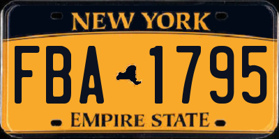 NY license plate FBA1795