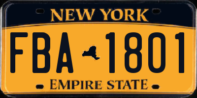 NY license plate FBA1801