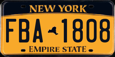 NY license plate FBA1808