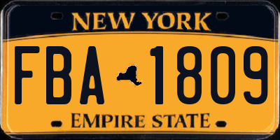 NY license plate FBA1809