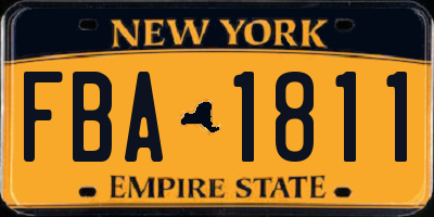 NY license plate FBA1811