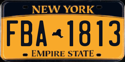 NY license plate FBA1813
