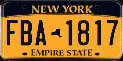 NY license plate FBA1817