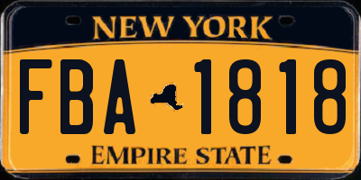 NY license plate FBA1818