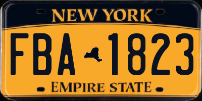 NY license plate FBA1823