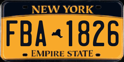 NY license plate FBA1826
