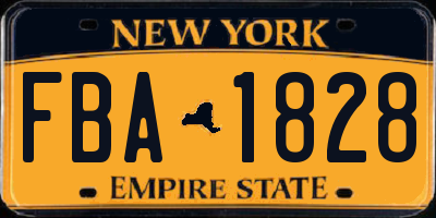 NY license plate FBA1828