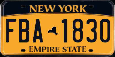 NY license plate FBA1830