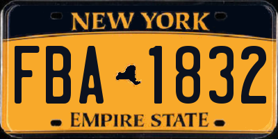 NY license plate FBA1832