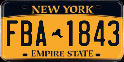 NY license plate FBA1843
