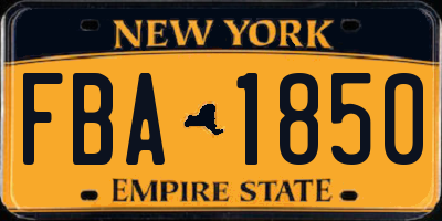NY license plate FBA1850