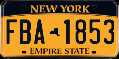 NY license plate FBA1853