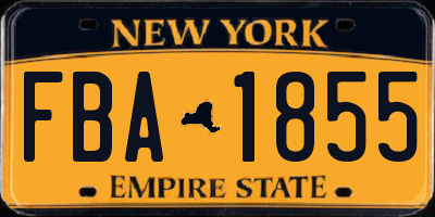 NY license plate FBA1855