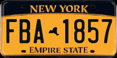 NY license plate FBA1857
