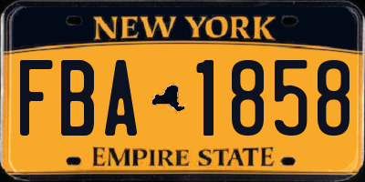 NY license plate FBA1858