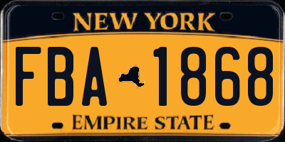 NY license plate FBA1868