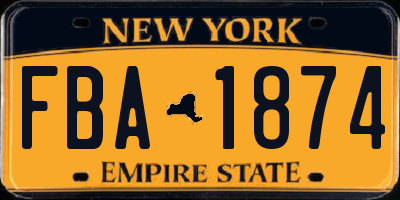 NY license plate FBA1874