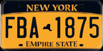 NY license plate FBA1875