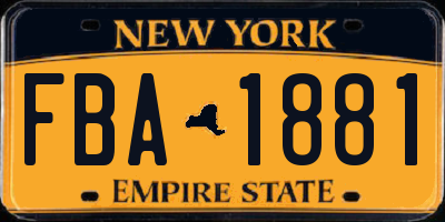 NY license plate FBA1881