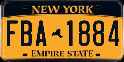 NY license plate FBA1884