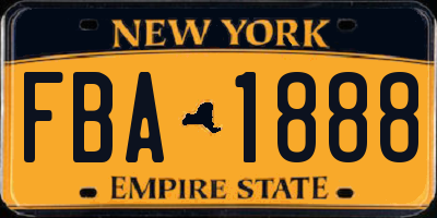 NY license plate FBA1888