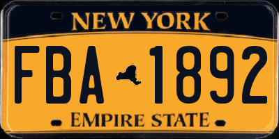 NY license plate FBA1892