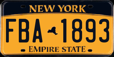 NY license plate FBA1893