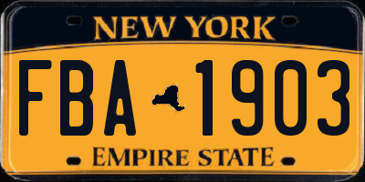 NY license plate FBA1903