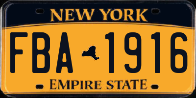 NY license plate FBA1916