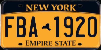 NY license plate FBA1920