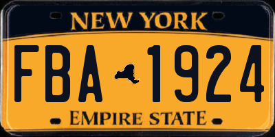 NY license plate FBA1924