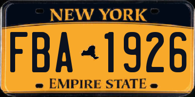 NY license plate FBA1926