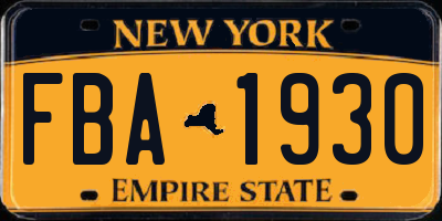 NY license plate FBA1930
