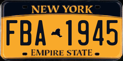 NY license plate FBA1945