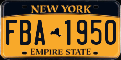 NY license plate FBA1950
