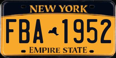 NY license plate FBA1952