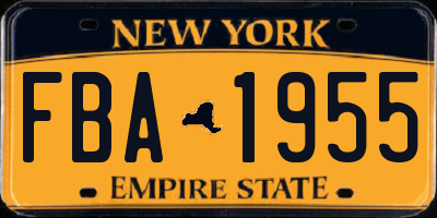 NY license plate FBA1955