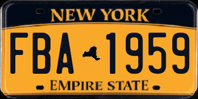 NY license plate FBA1959