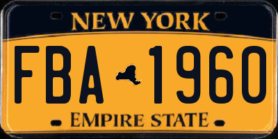 NY license plate FBA1960