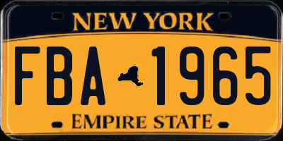 NY license plate FBA1965