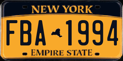 NY license plate FBA1994