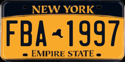 NY license plate FBA1997