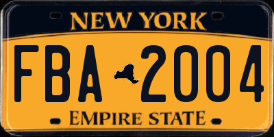 NY license plate FBA2004
