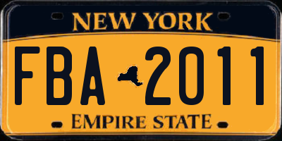 NY license plate FBA2011