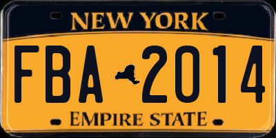 NY license plate FBA2014