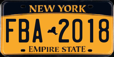 NY license plate FBA2018