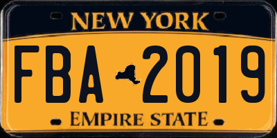 NY license plate FBA2019