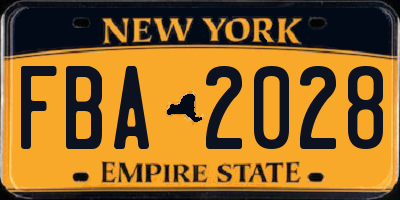 NY license plate FBA2028