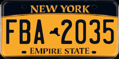 NY license plate FBA2035